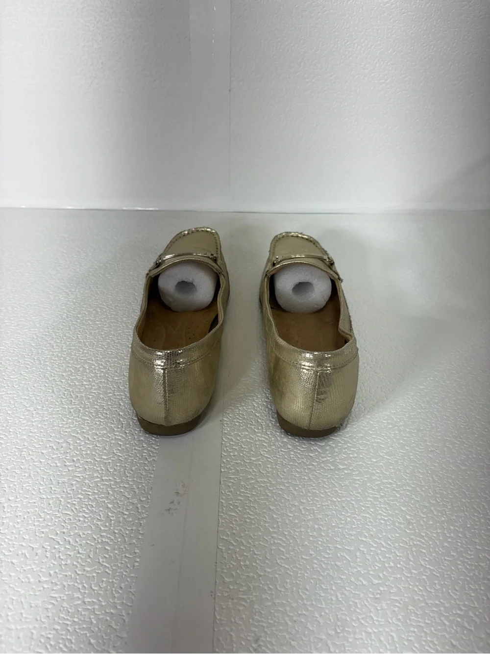 Naturalizer Gold Metallic Slip-On Loafers with Metal Accent s274